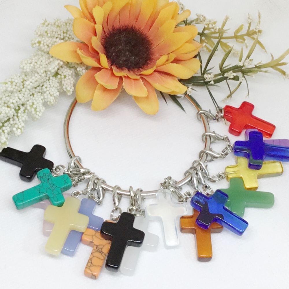 Cross Pendant Charm for Zipper Bag Clip-On Bracelet